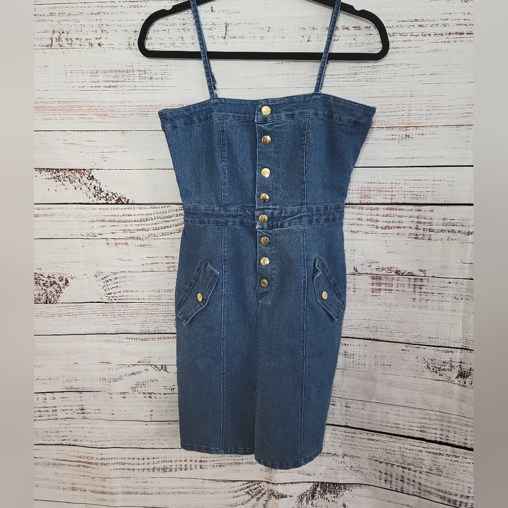 New Look S Denim Button Front Dress